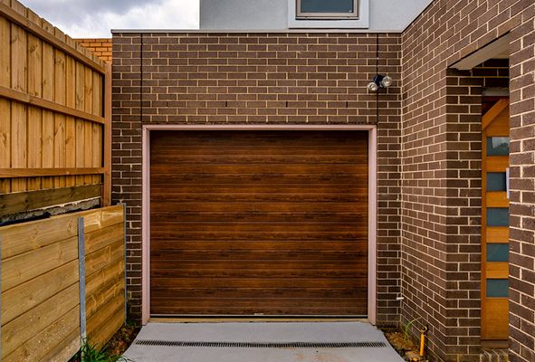 Slimline Portabella Finish (Knotted Walnut) Garage Doors